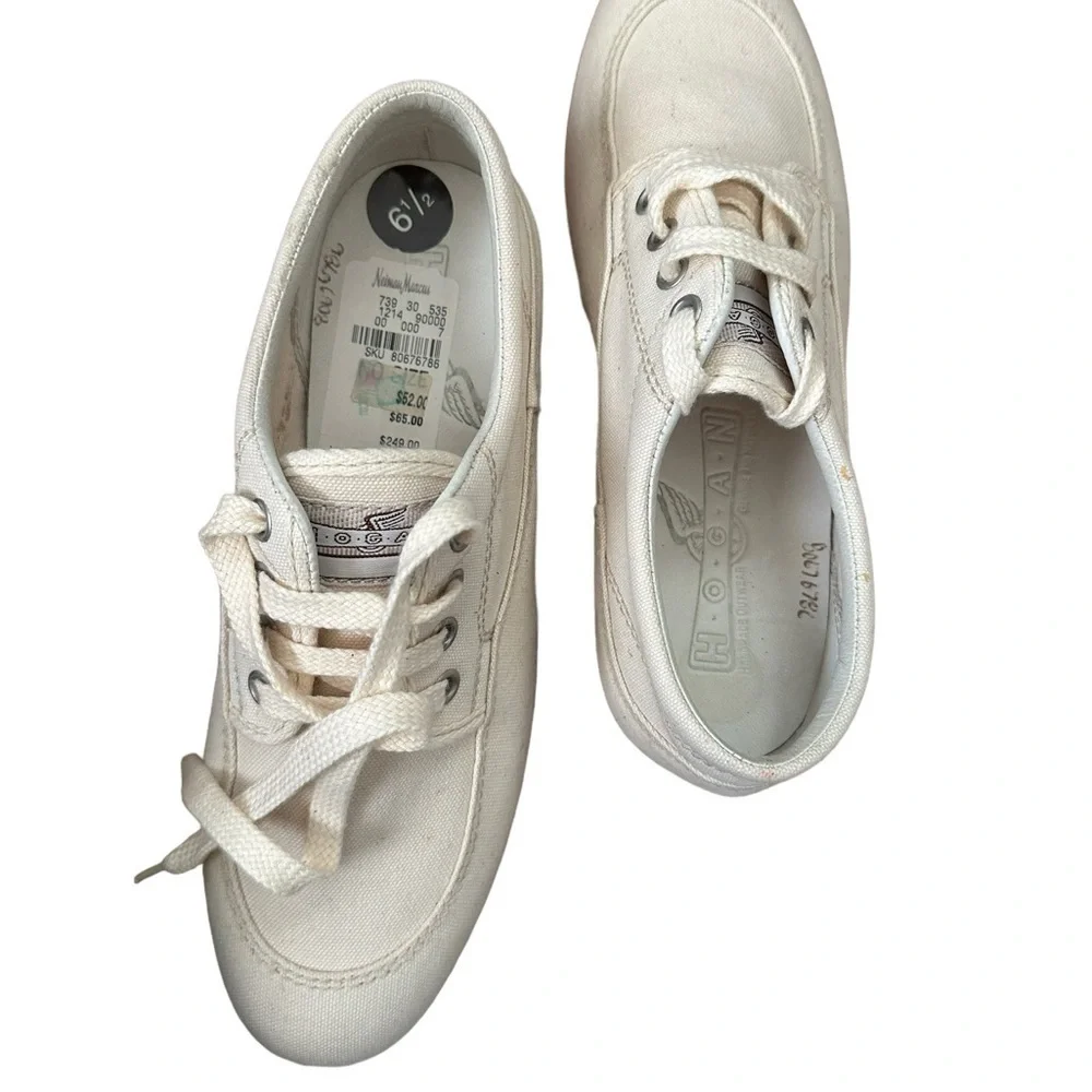 Hogan by TOD'S Scarpa H. Easy Donna Khaki Canvas Sneakers Shoes US 6.5 - Picture 3 of 10